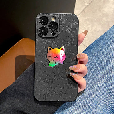 Laser Full Screen Bear Cat Protective Cover Phone Case